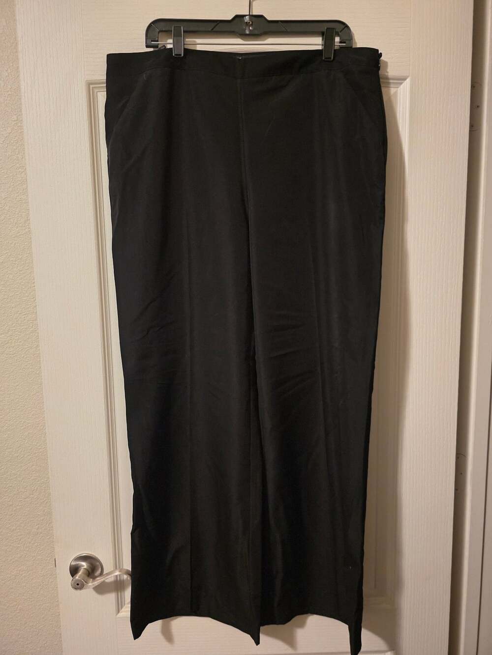 Inc International Concepts Black Satin Wide Leg Pants Size 16